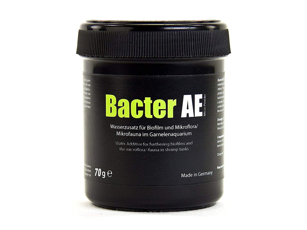GoodGrowlies Bacter AE Micro Powder jar promotes shrimp biofilm growth for natural feeding