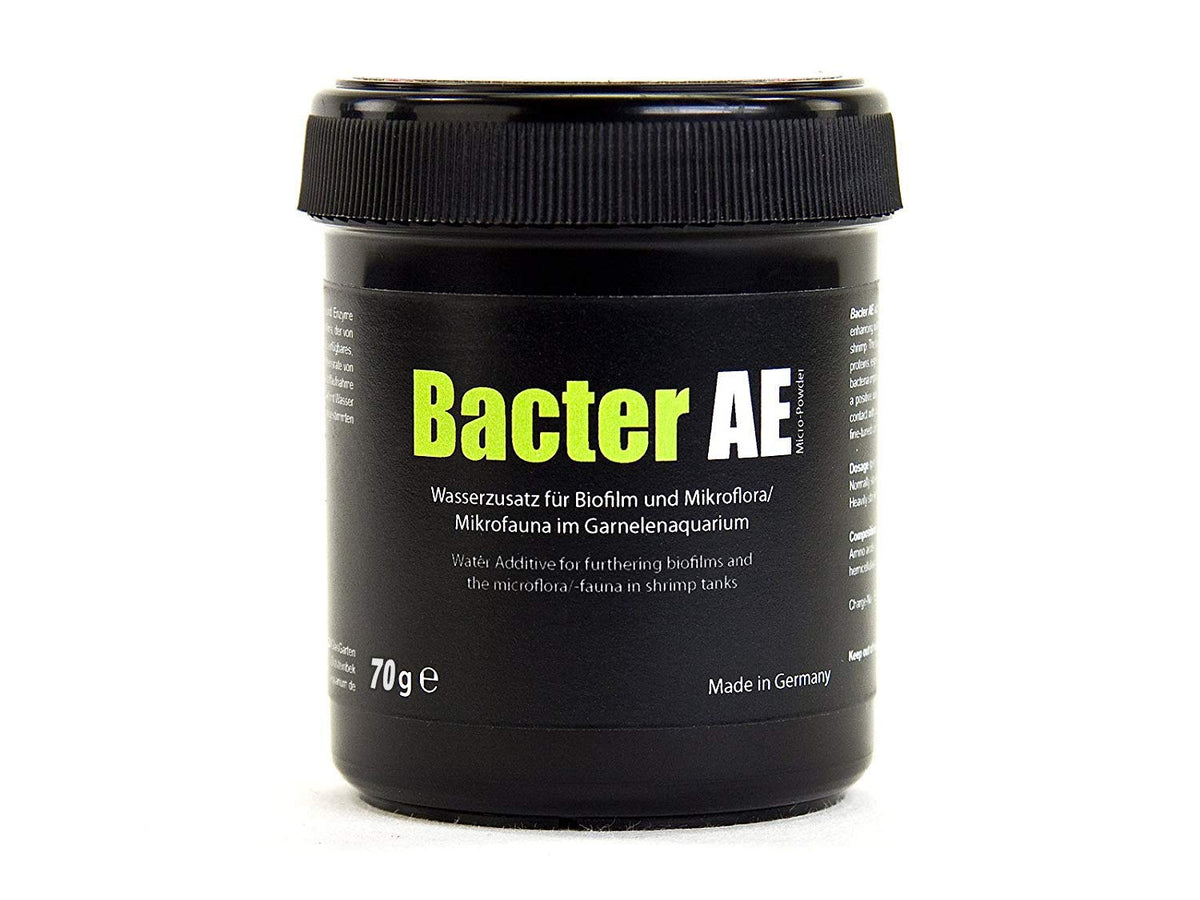 GoodGrowlies Bacter AE Micro Powder jar promotes shrimp biofilm growth for natural feeding