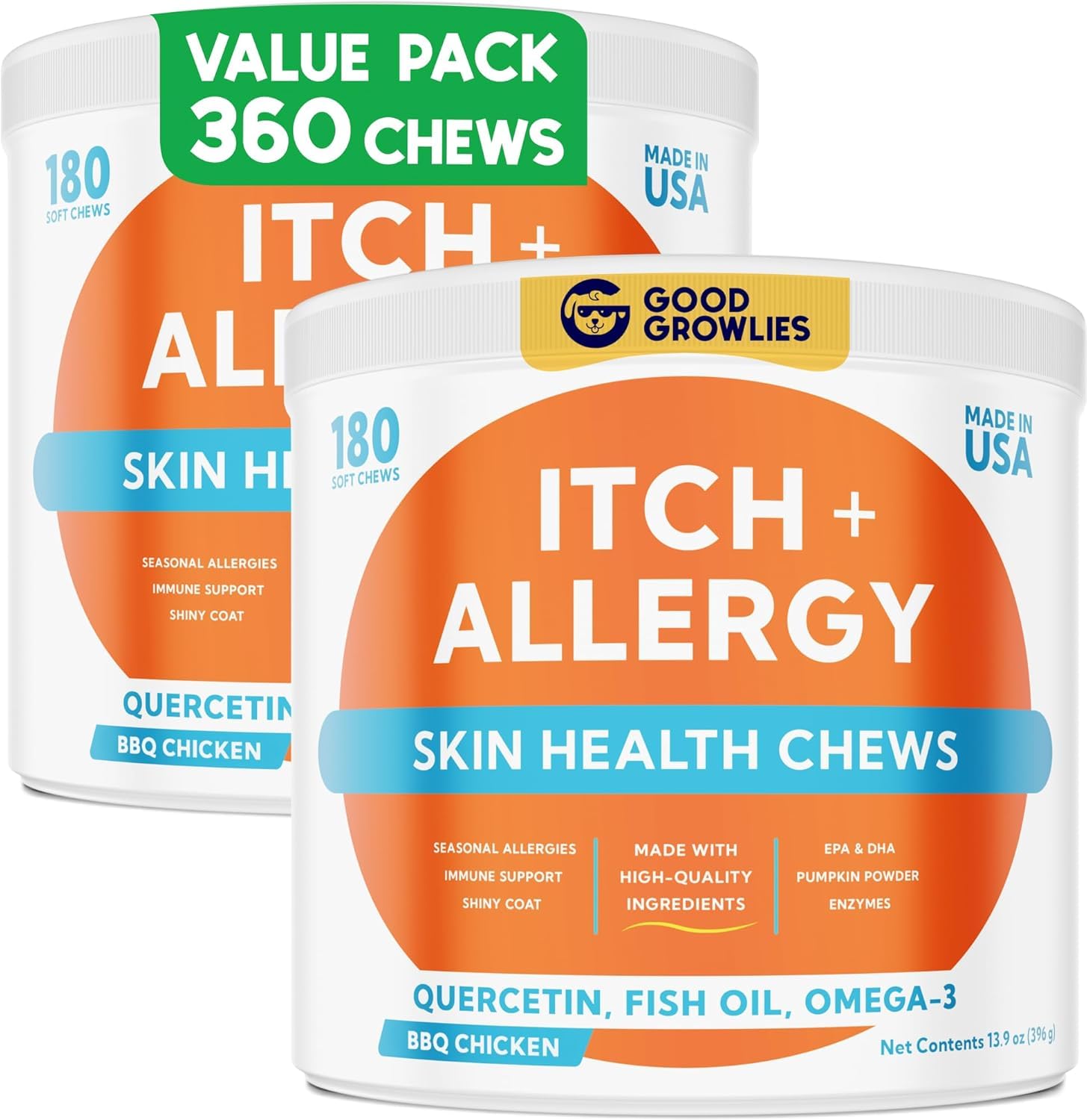 GOODGROWLIES dog allergy relief chews bag promote itch relief for dogs