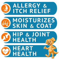 GOODGROWLIES Omega3 dog chews closeup showing tasty bites for daily allergy support.