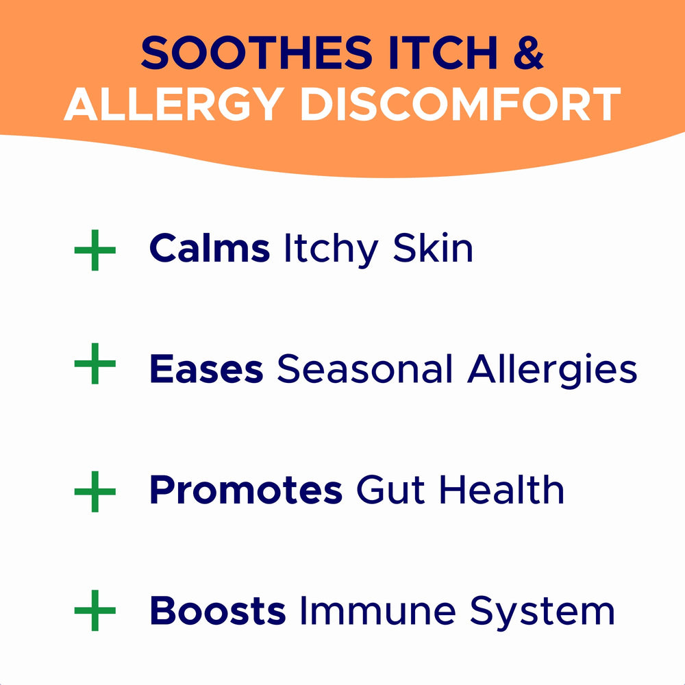 GOODGROWLIES vet-approved dog relief chews shown as a soothing anti-itch option.