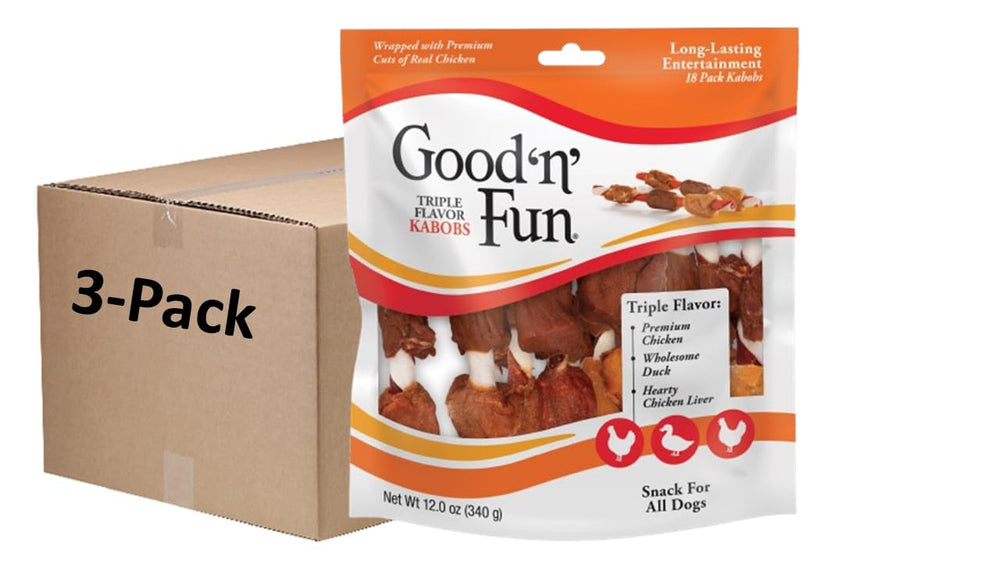GOOD N FUN triple flavored kabobs pack for extended chew sessions