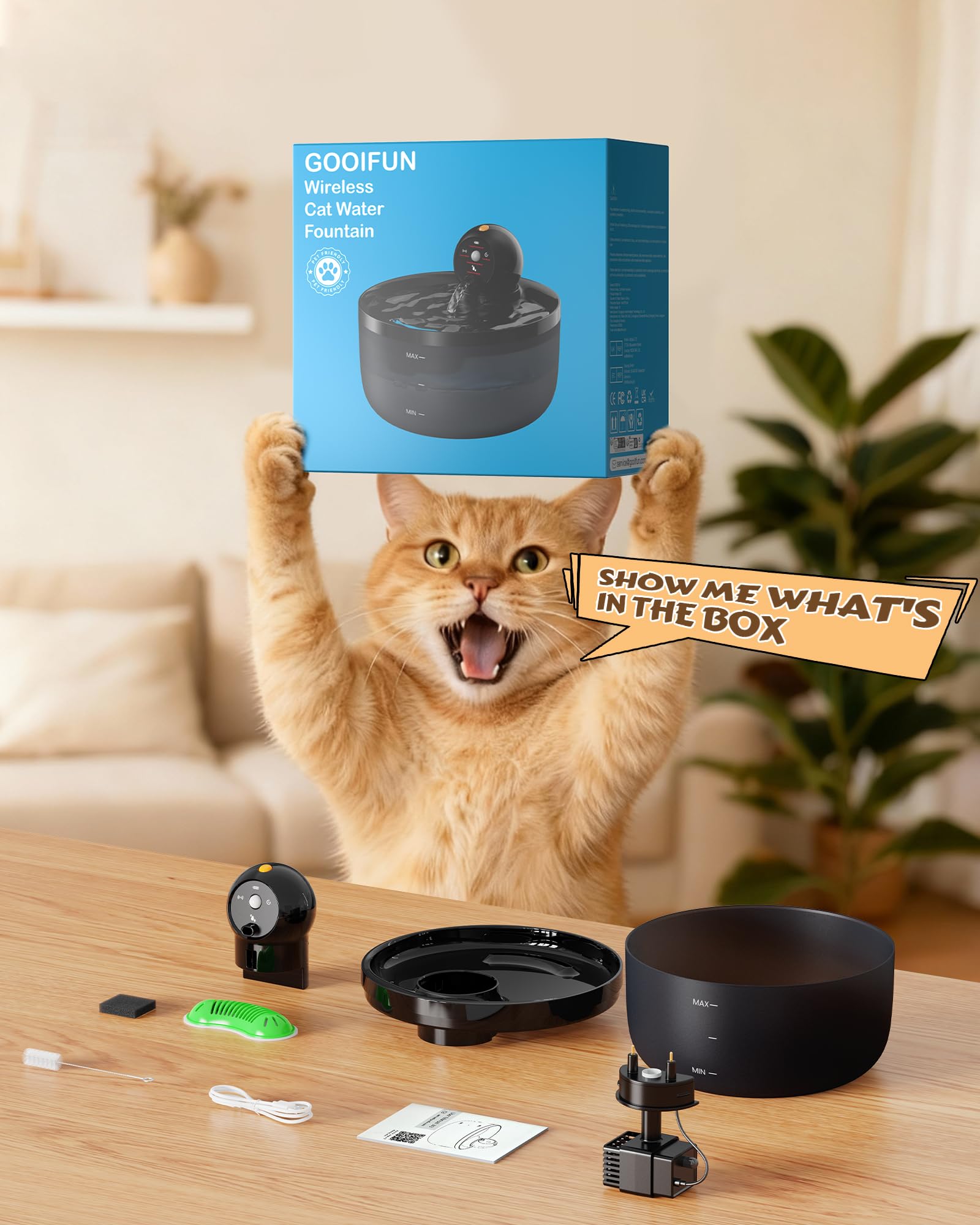 GOOIFUN cat fountain easy cleaning for quick setup and maintenance.