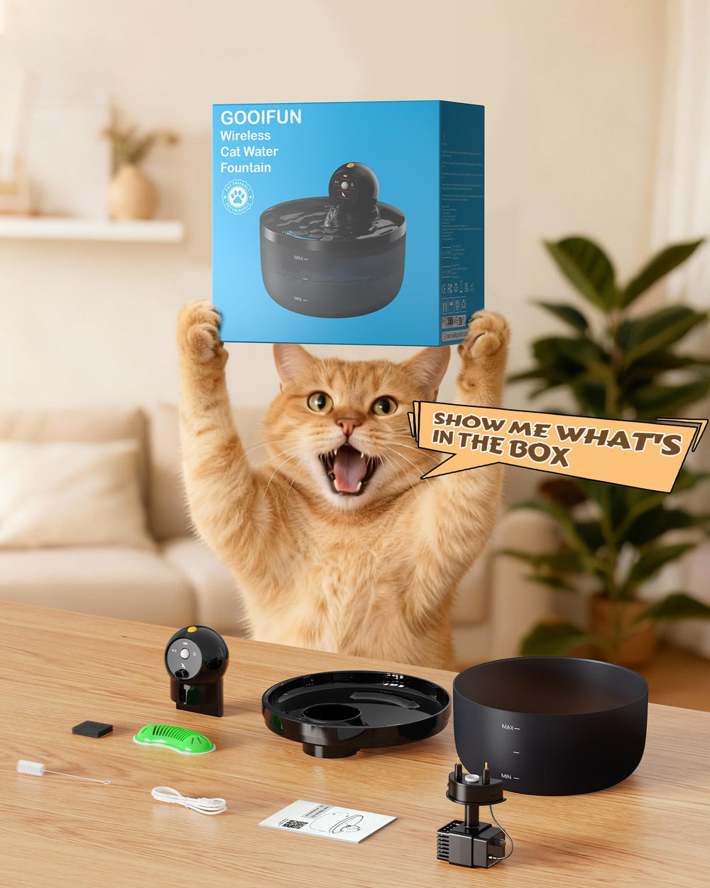 GOOIFUN cat fountain easy cleaning for quick setup and maintenance.