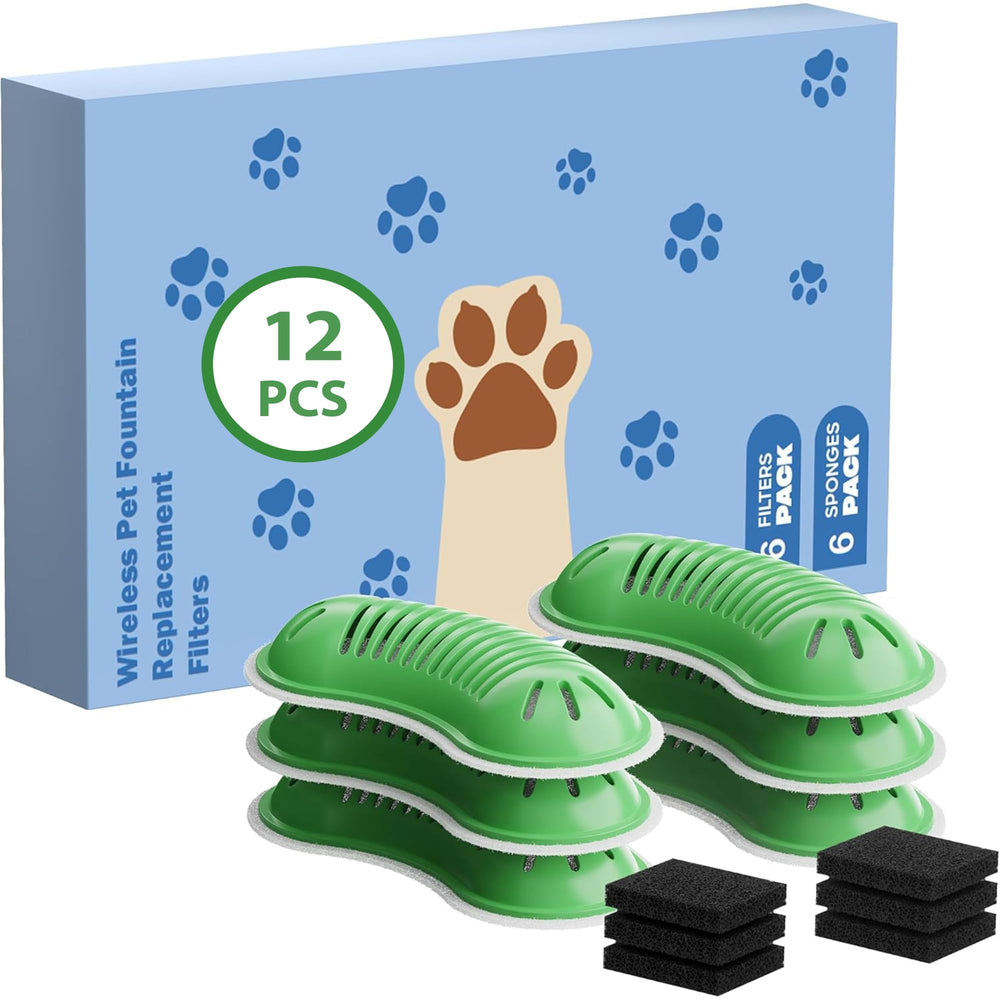 Gooifun cat water fountain filter close-up showing carbon and foam elements for fresher water and odor reduction