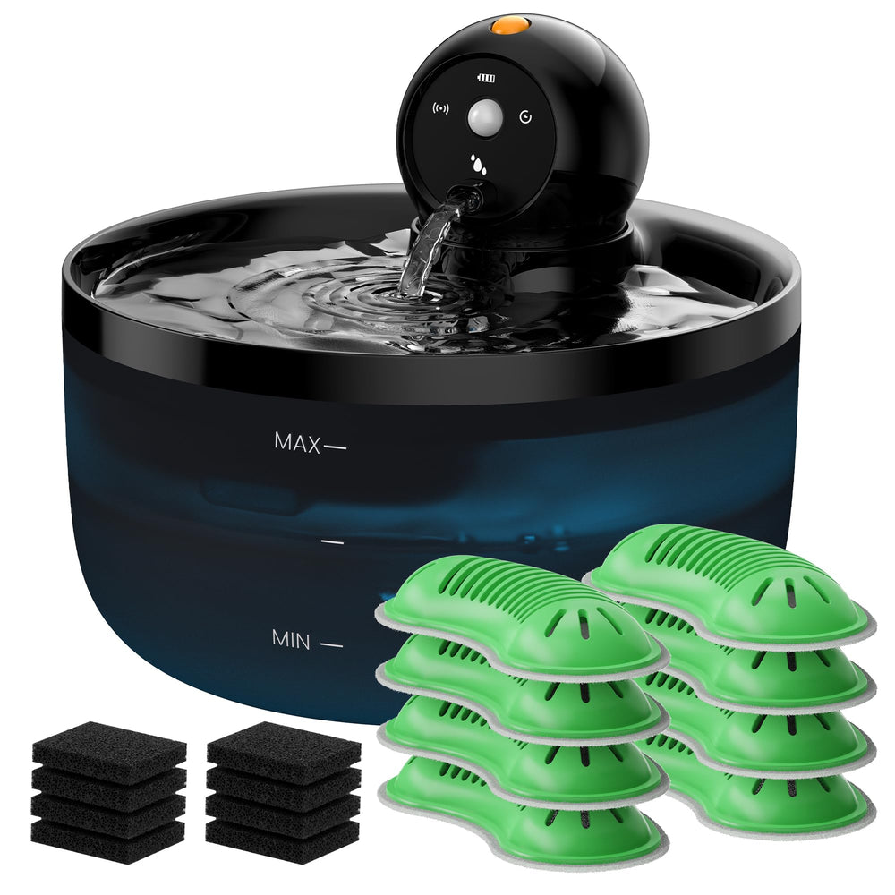 GOOIFUN cat water fountain front view, cordless design for flexible placement