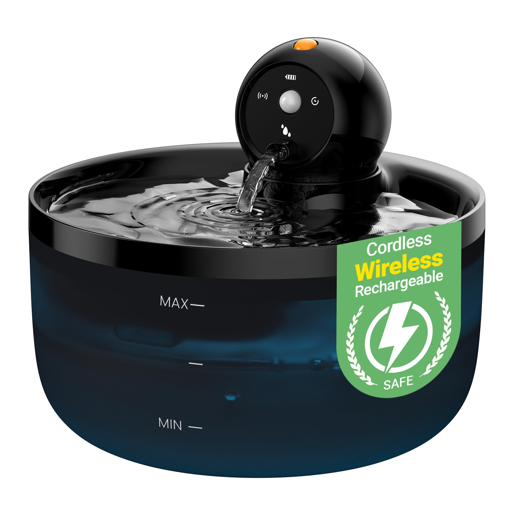GOOIFUN cat water fountain wireless with motion sensor setup for convenient placement