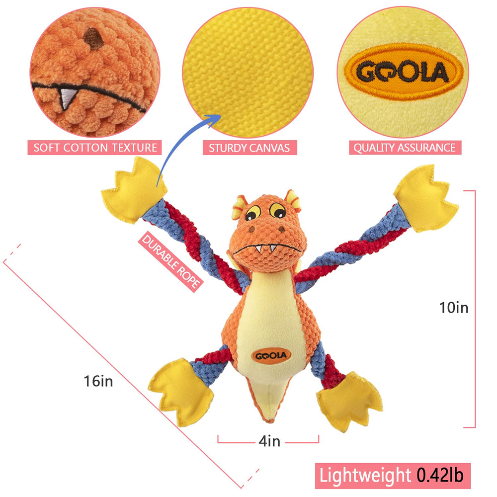 Machine washable Goola dragon toy for easy cleaning after adventures.