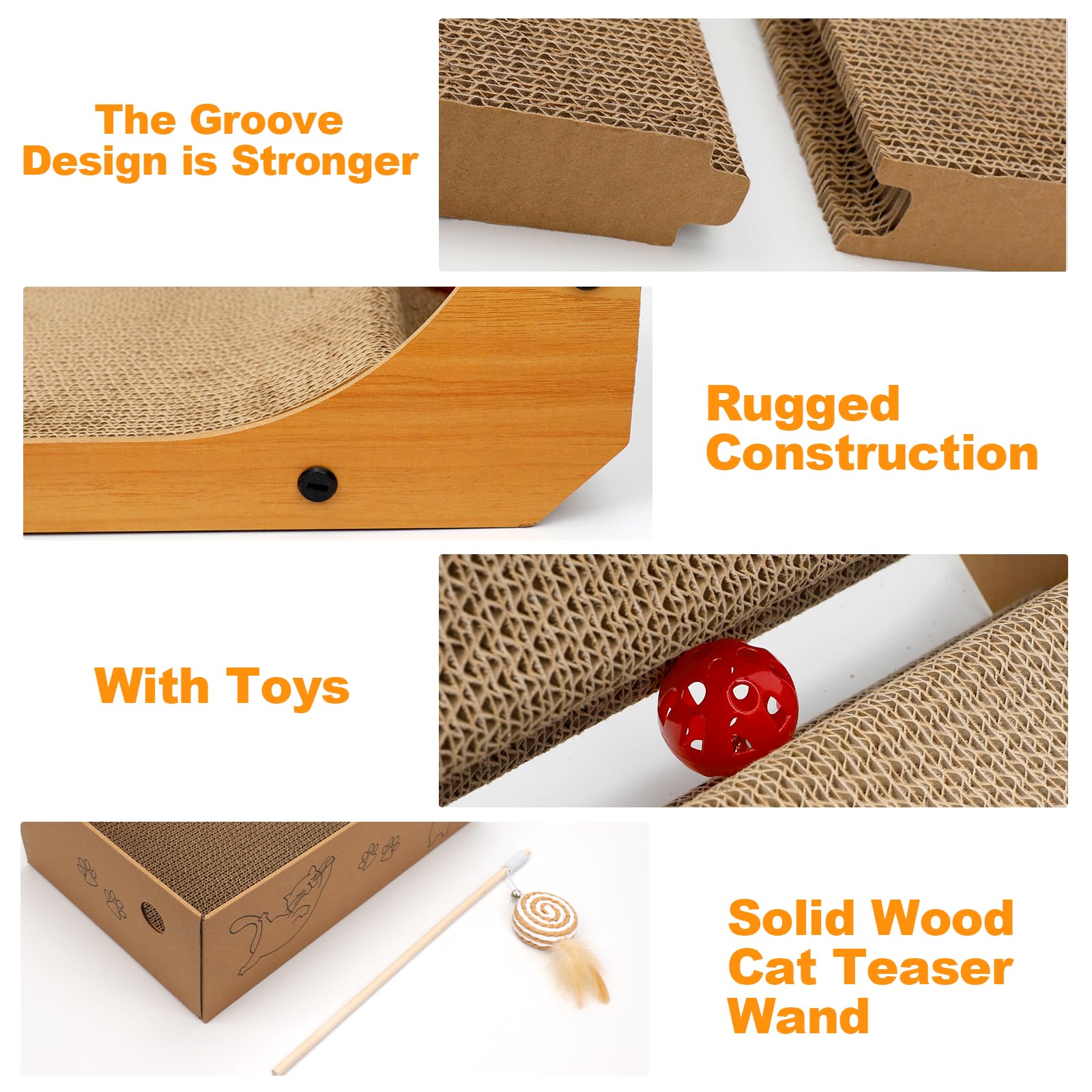 Goosheep cozy nap zone—cardboard board doubles as a comfy resting spot.