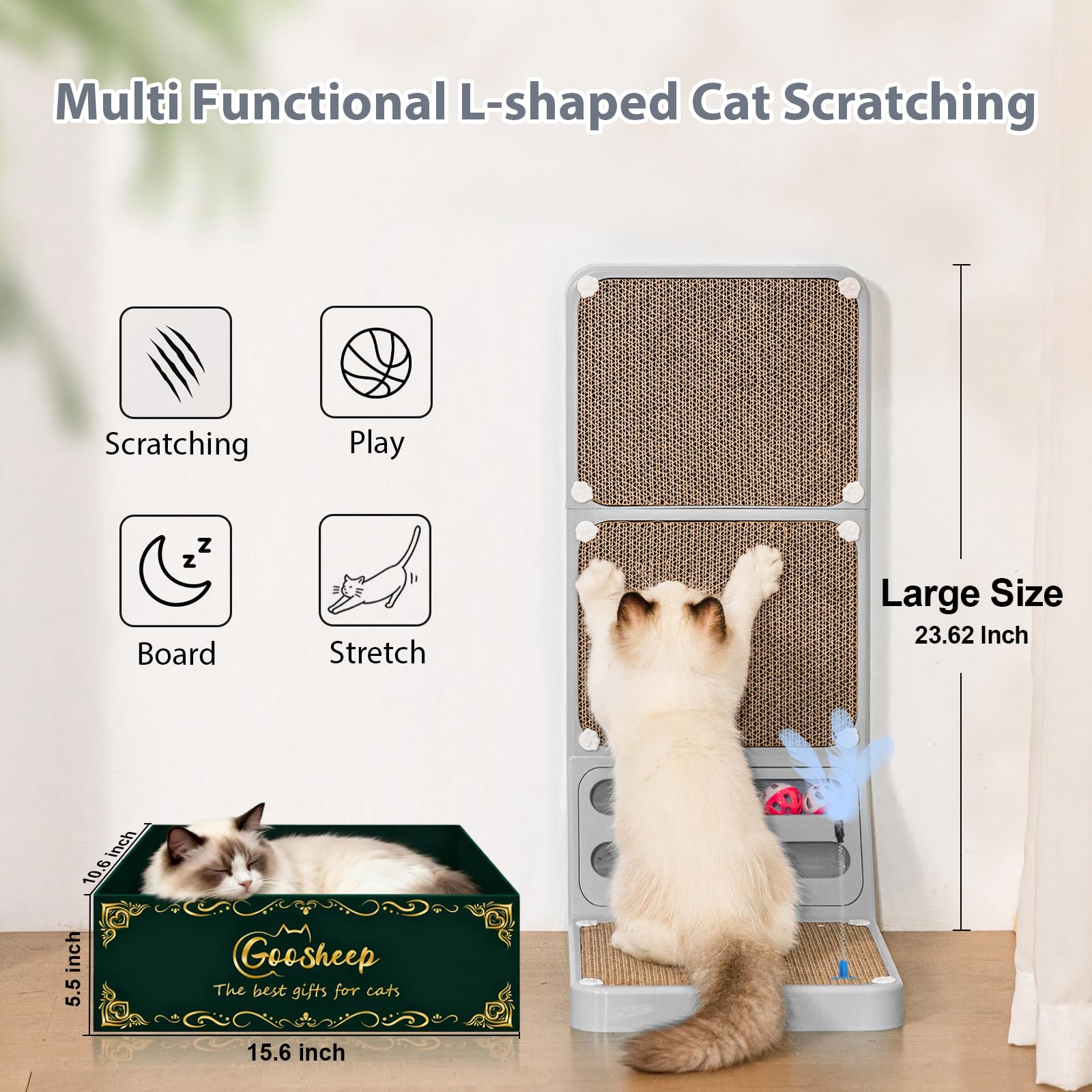 Goosheep cat scratcher box inside-out reveals second scratcher option.