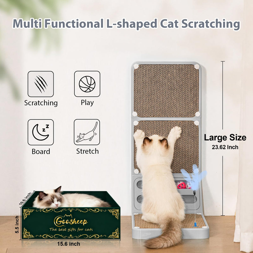 Goosheep cat scratcher box inside-out reveals second scratcher option.