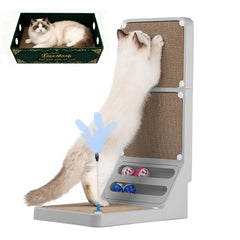 Goosheep cat scratching board l-shape design showing space-saving wall fit.