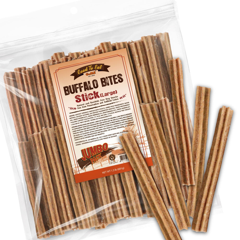 Gootoe Buffalo Bites large bag shown for convenient training rewards on the go.