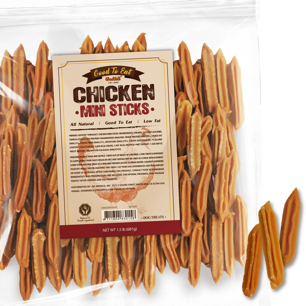 Gootoe chicken jerky dog treats mini sticks for quick training rewards.