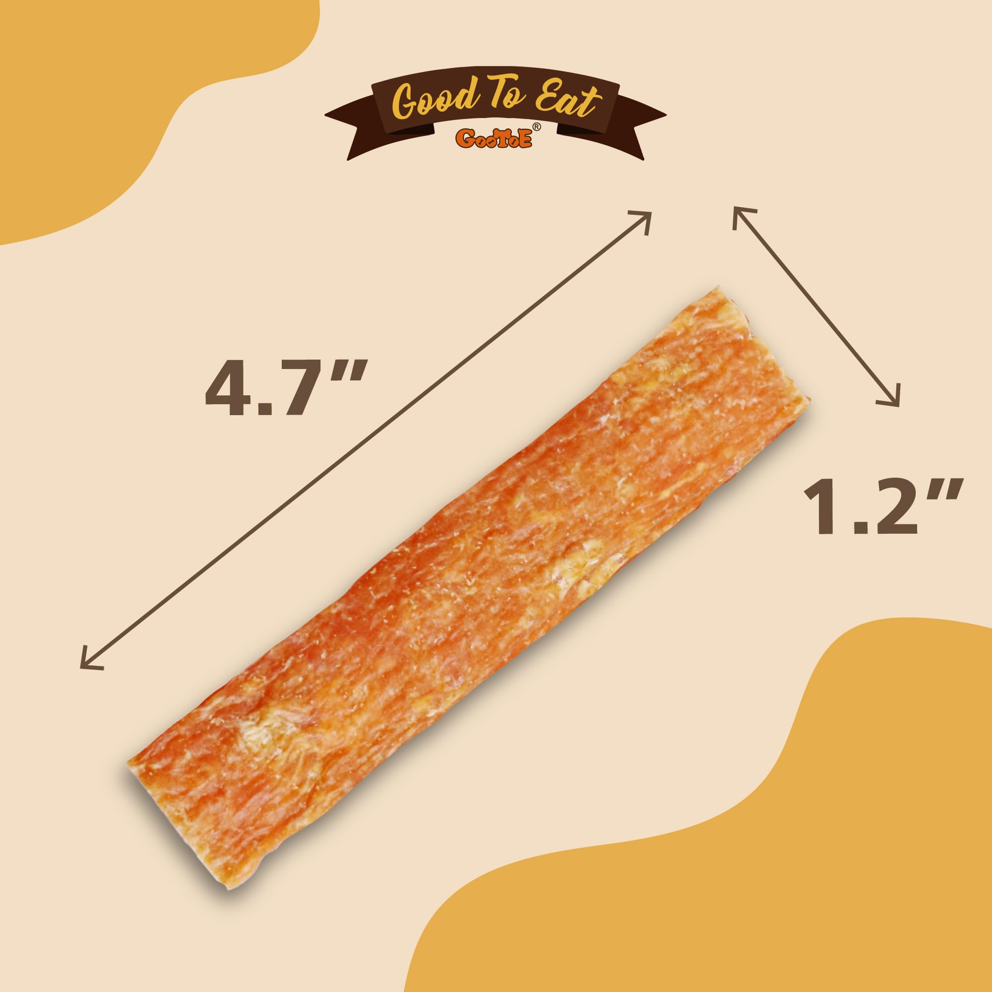 Close-up of Gootoe chicken jerky texture, easy to break for rapid rewards