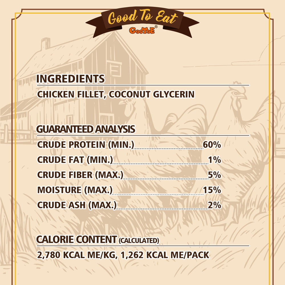 Gootoe slow roasted chicken jerky strips highlighting rich aroma and satisfying texture.