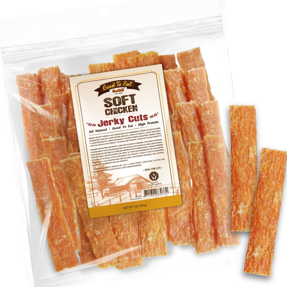 Gootoe soft chicken jerky dog treats in a 1 lb pouch ideal for quick training rewards