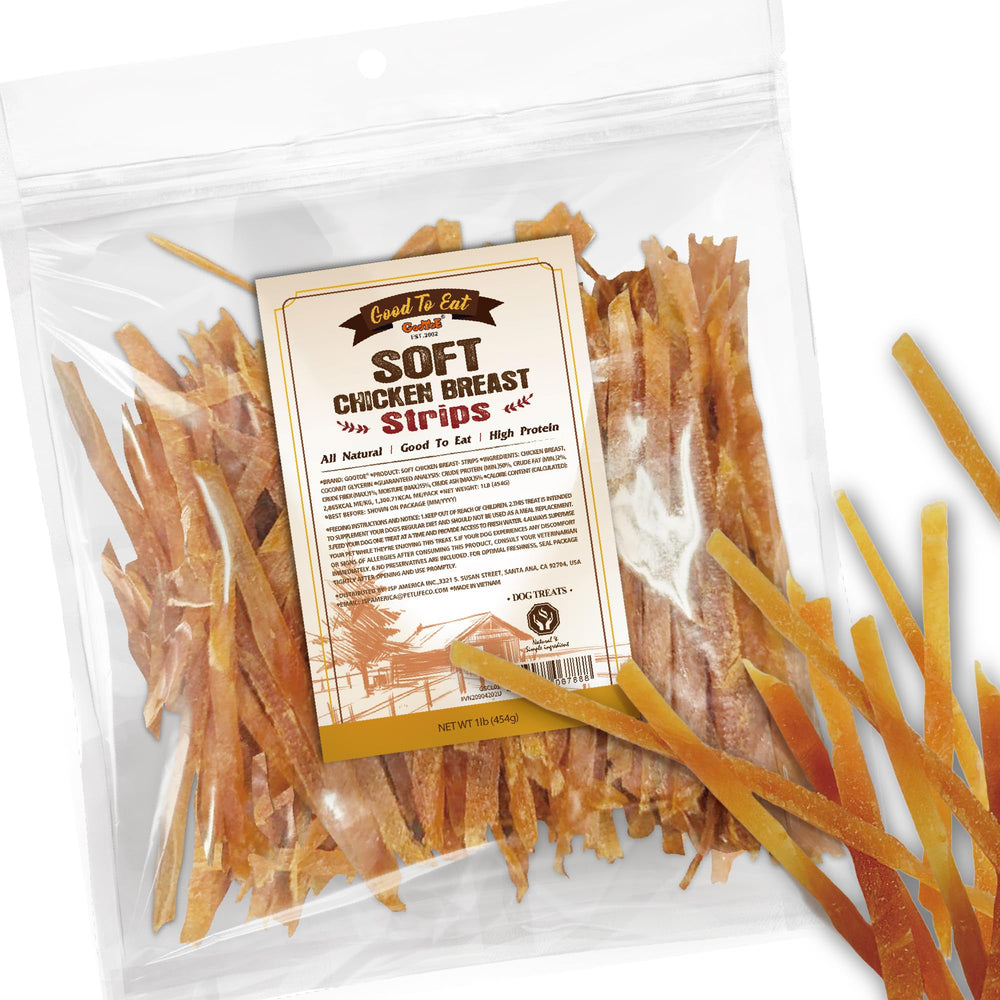 Gootoe soft dog treats chicken jerky 1lb: easy training rewards with tender texture.