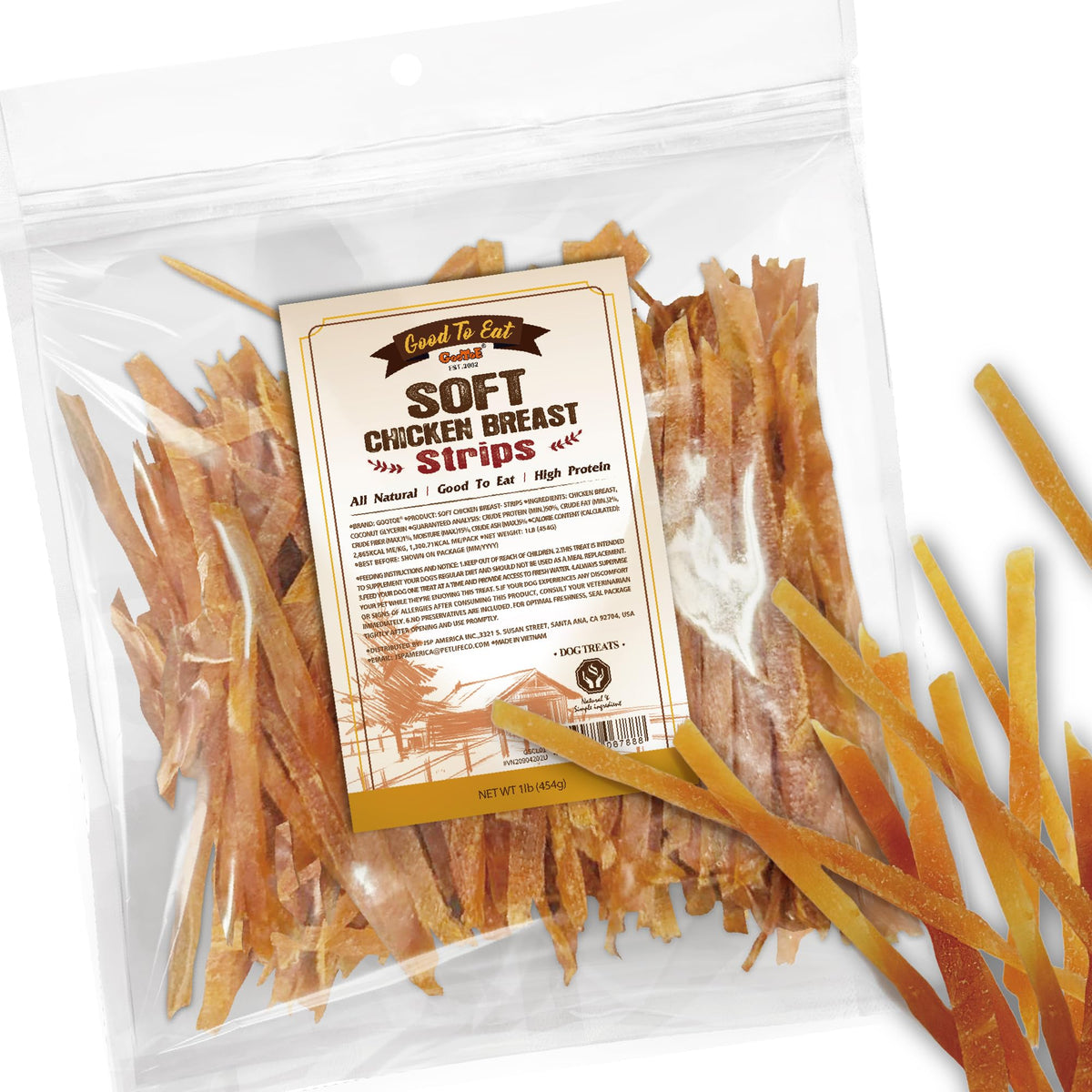 Gootoe soft dog treats chicken jerky 1lb: easy training rewards with tender texture.