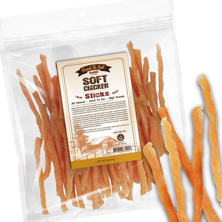 Gootoe Soft Dog Treats chicken jerky pack highlighting premium rewards.