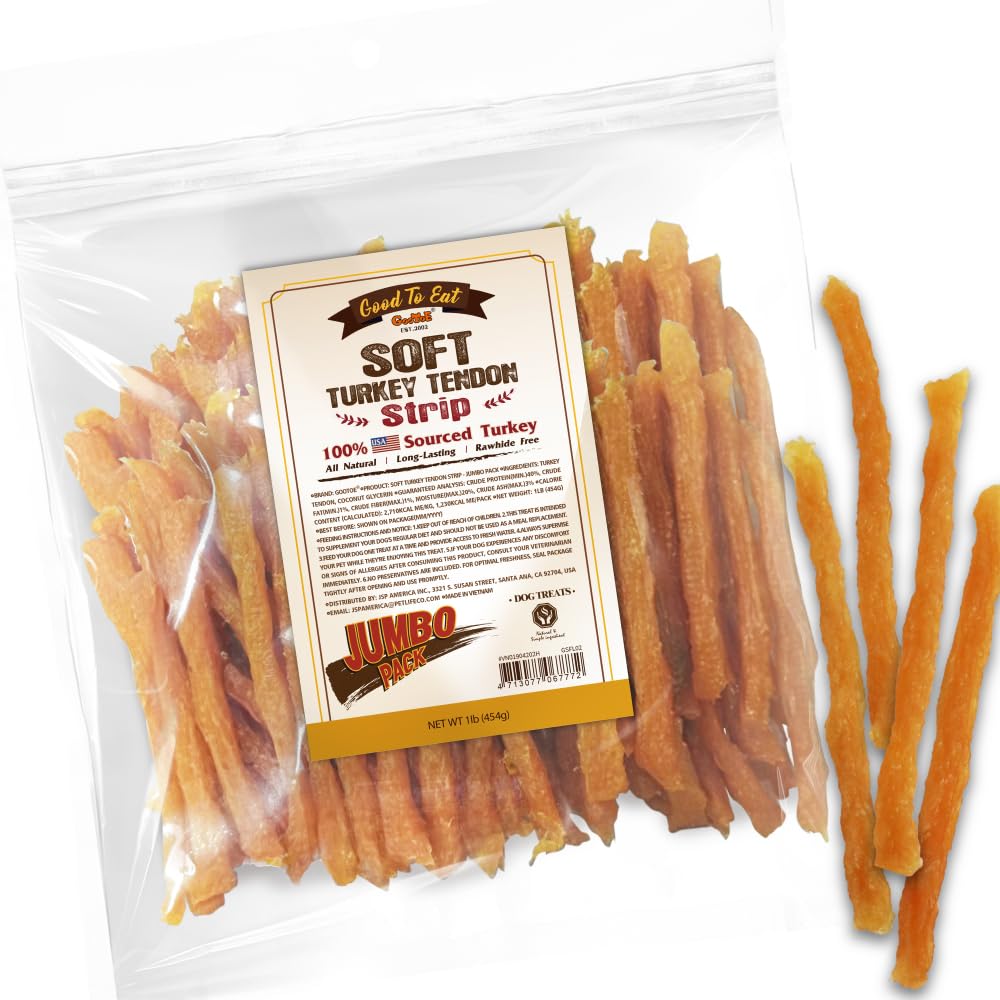 Gootoe soft turkey tendon strip pack close-up—training rewards.