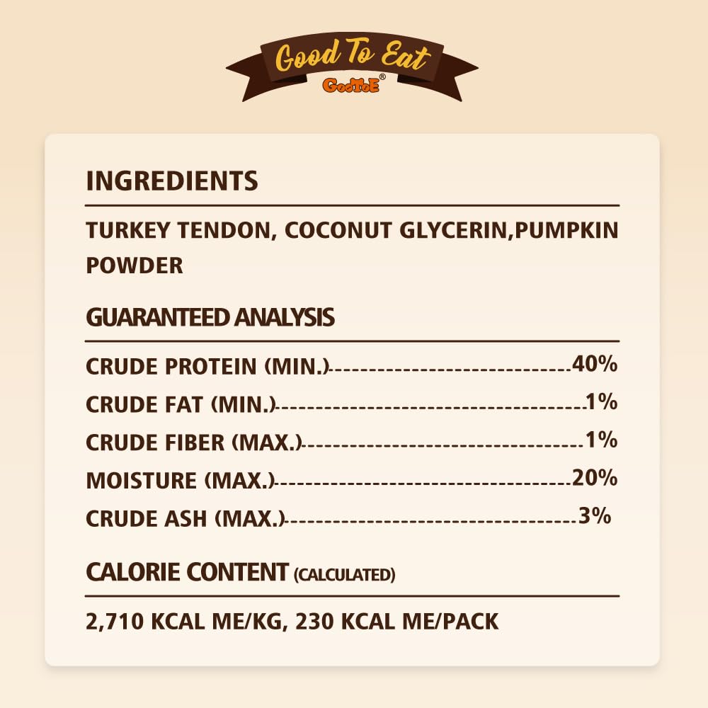 Gootoe turkey tendon strip packaging image highlights a convenient 3oz pouch.