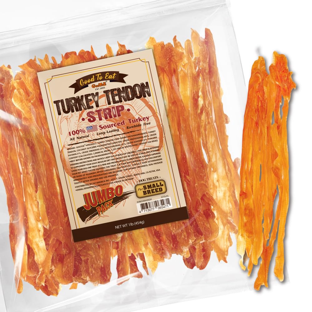 Gootoe turkey tendon dog strip front view for a durable chew