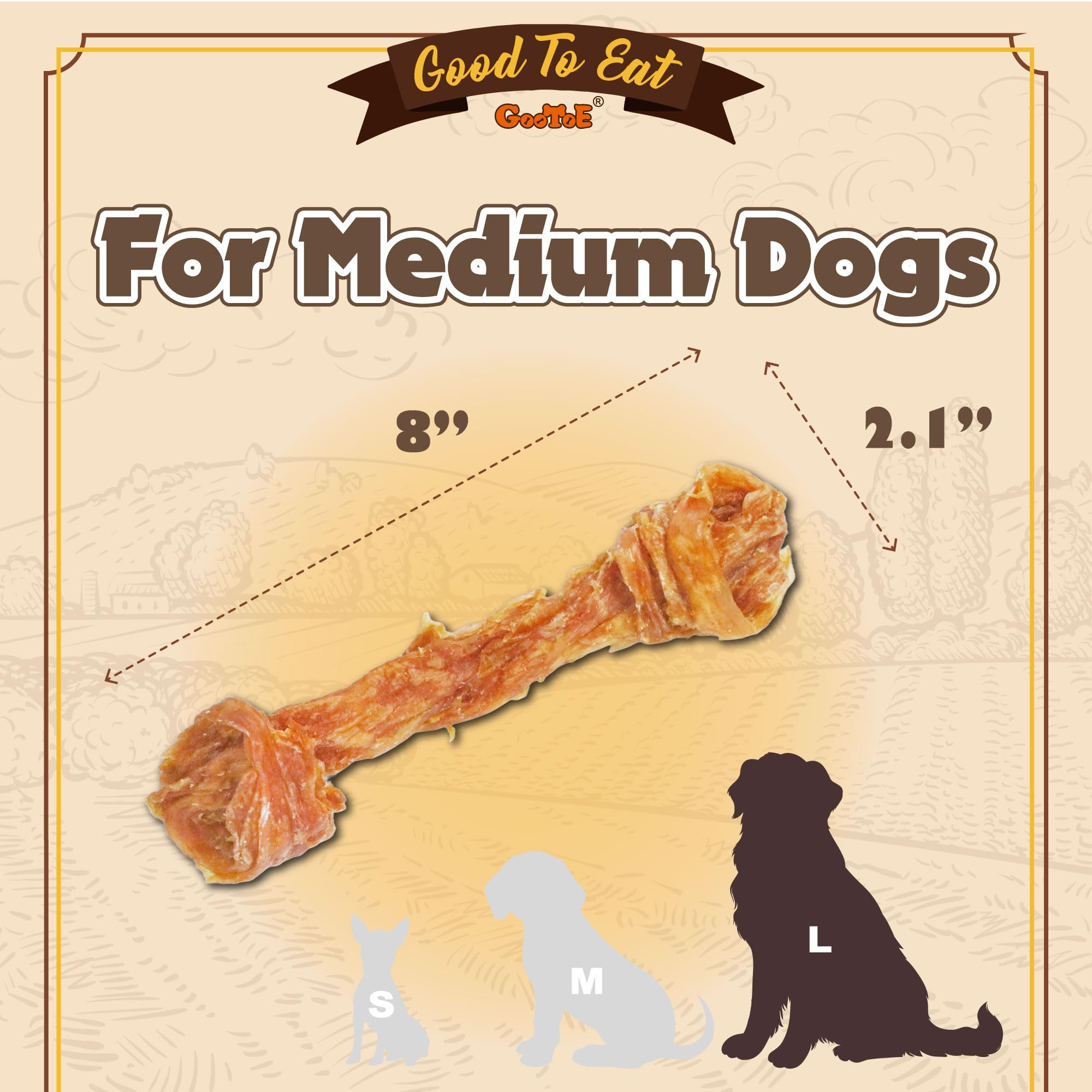 Gootoe turkey tendon chew extended chewing session for energetic dogs.