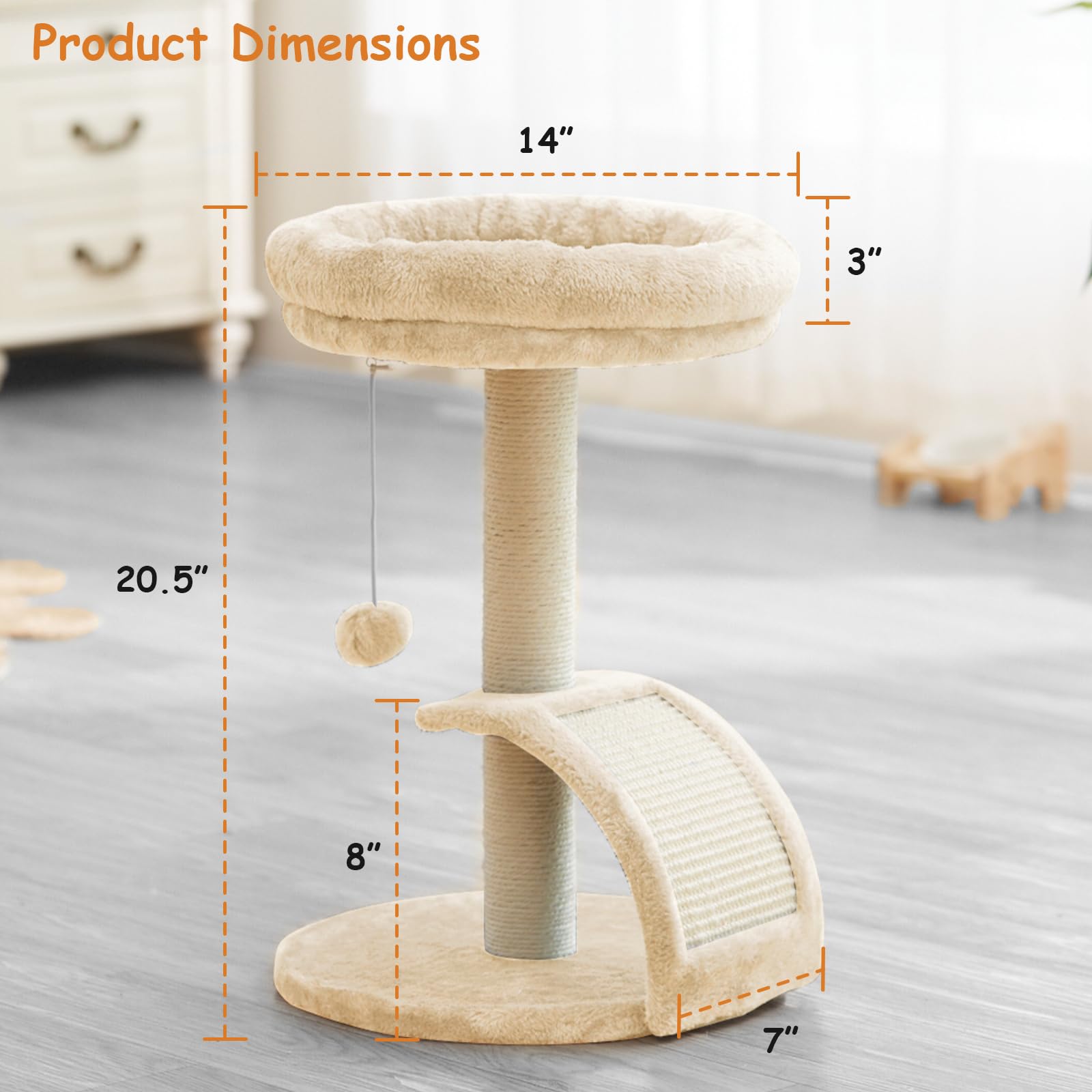 Goozii cat tower beige fabric finish complements modern interiors.