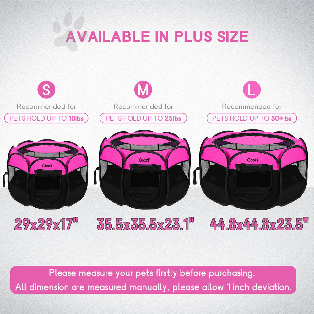 Goozii large playpen interior demonstrates roomy space for pets up to 50 lb.