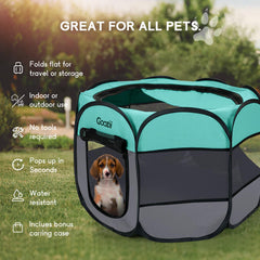 Goozii playpen unfolds in seconds with no assembly required.