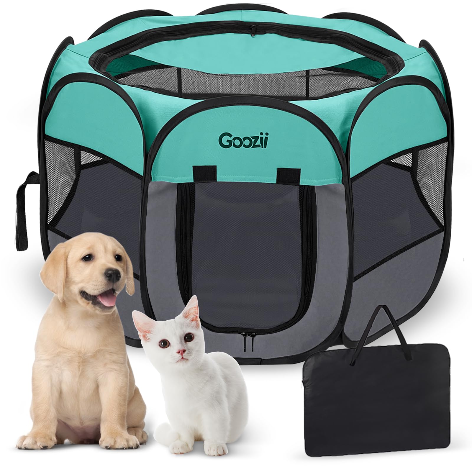 Goozii pet playpen spacious interior for indoor cat play sessions.