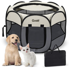Goozii pet cat playpen spacious interior for indoor exercise.