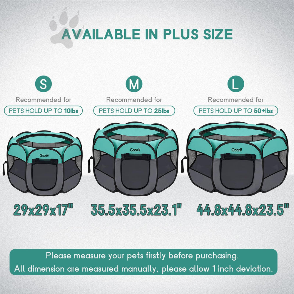 Goozii playpen includes a zippered top and secure gate.