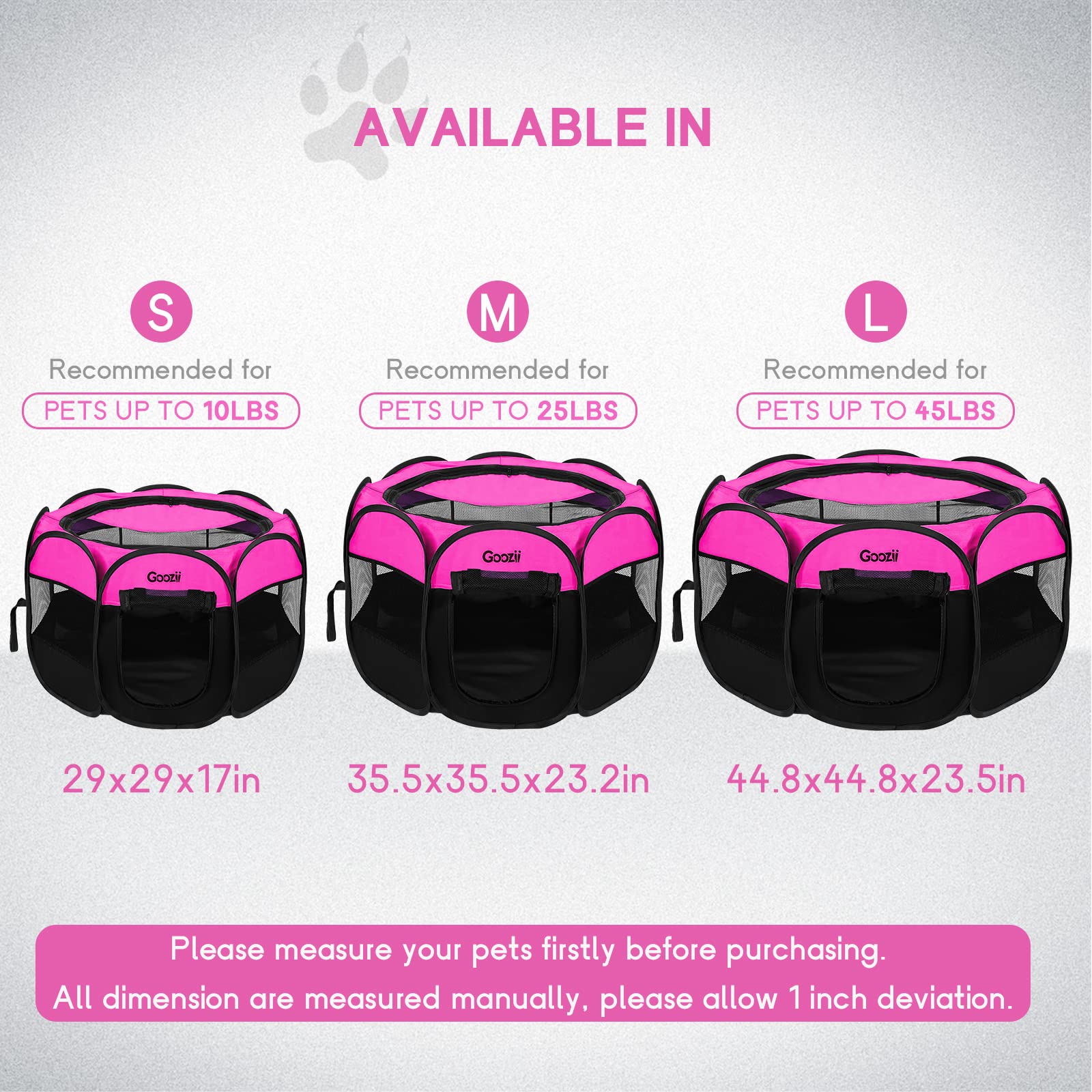 Goozii small-pets compatible pink playpen for dogs and cats