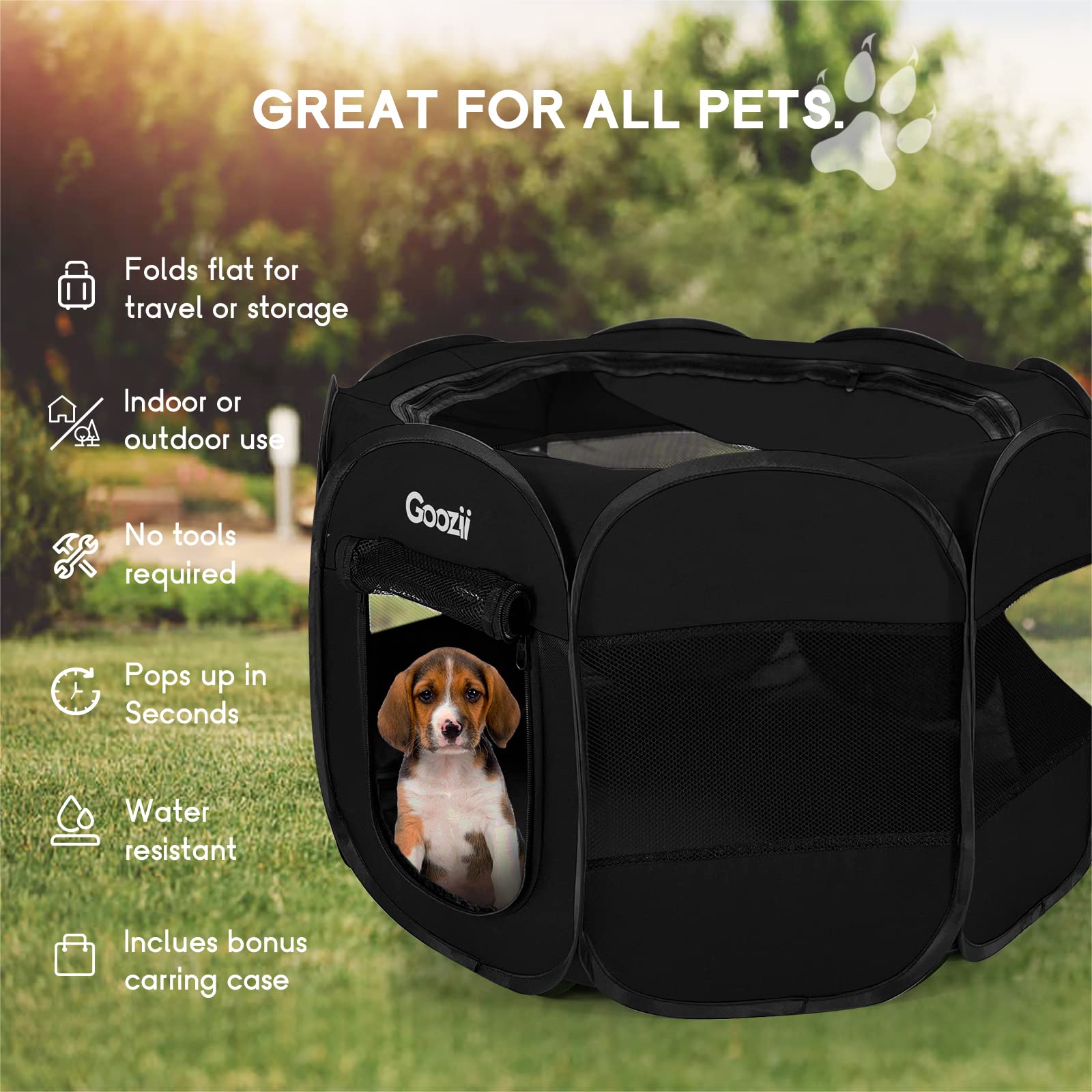Goozii Playpen interior space offers roomy area for small pets