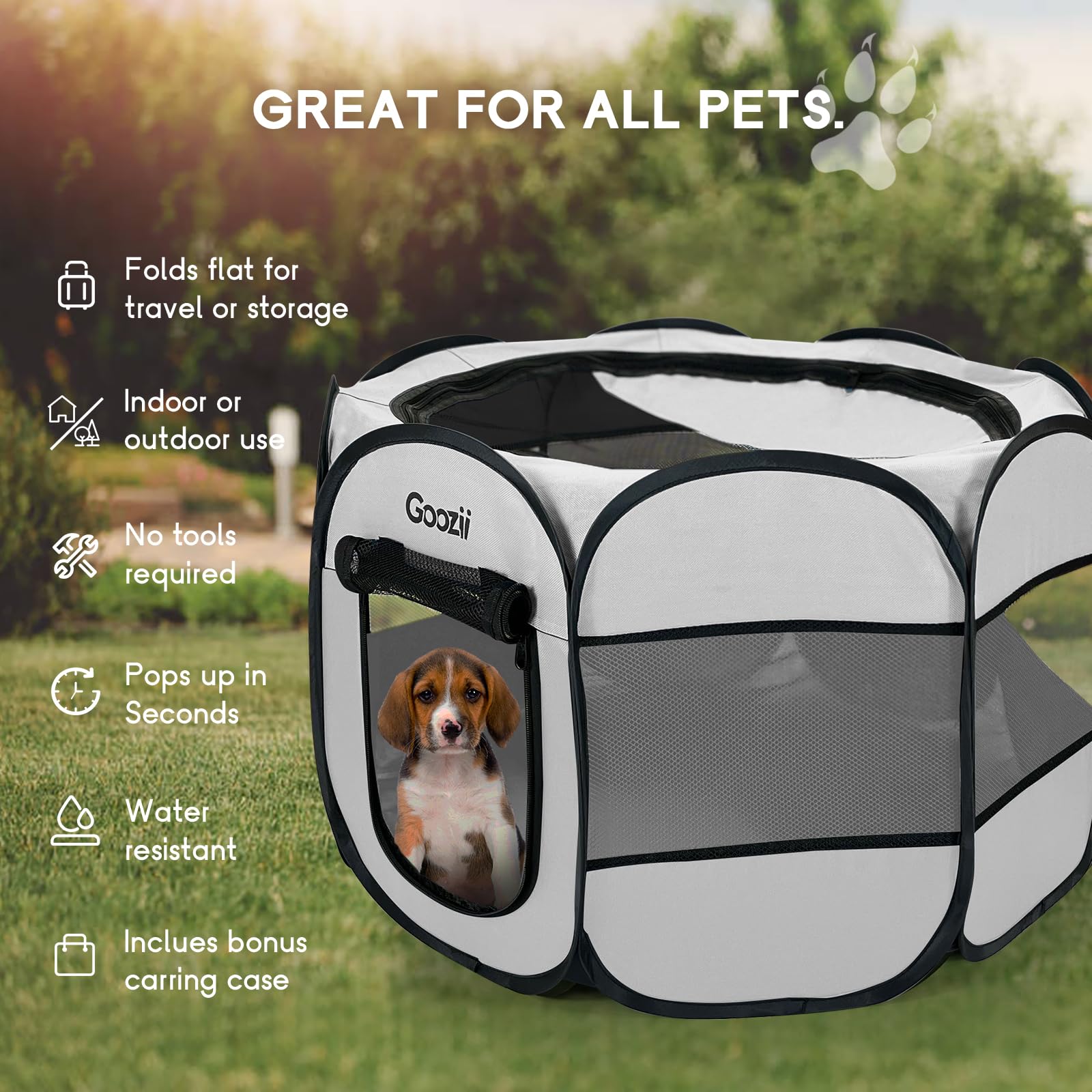 Breathable mesh panels in Goozii playpen for airflow and visibility.