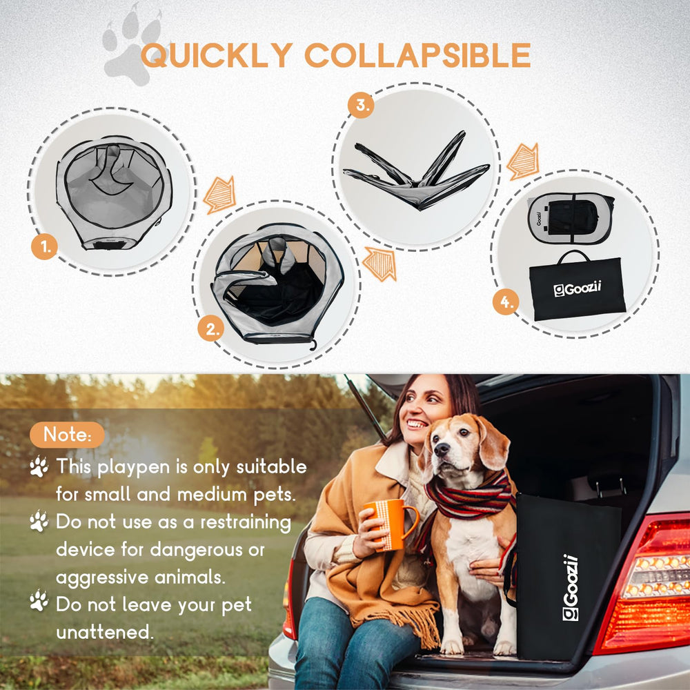 Lightweight Goozii playpen for travel and camping use.