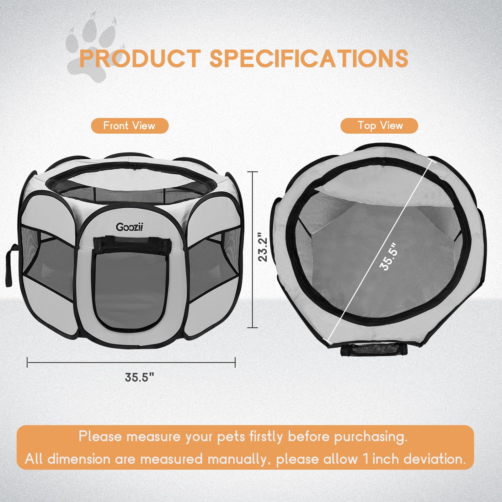 Goozii playpen suitable for small pets up to 25 lb for safe play.