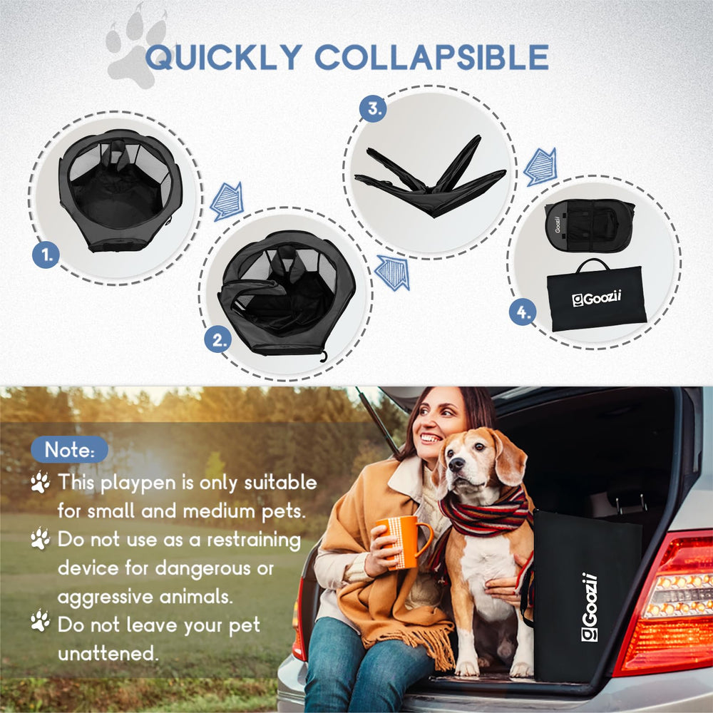 Goozii travel carry case keeps playpen and accessories organized.
