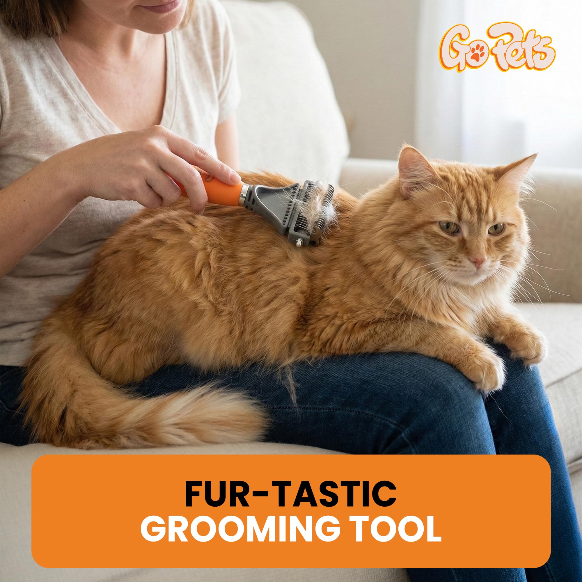 GoPets grooming brush designed for long-haired pets with thick coats.