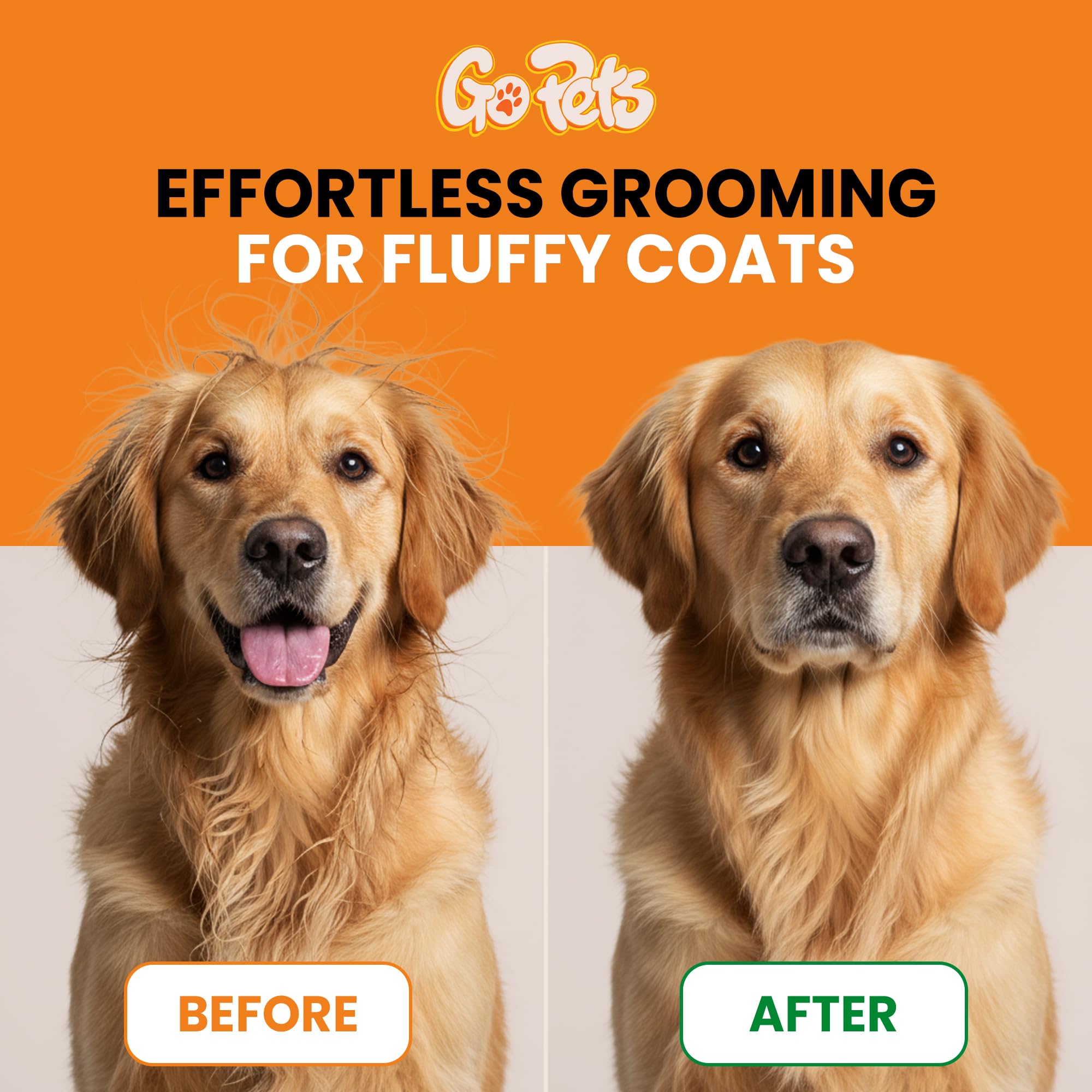 GoPets multi-use tool for dematting, detangling, and shedding control.