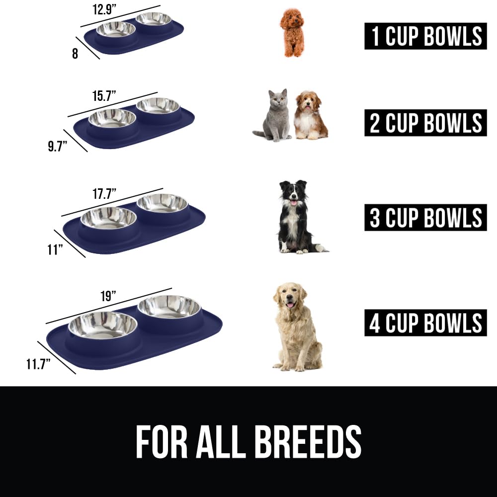 Gorilla Grip 6-cup stainless steel bowl on silicone mat for big eaters.
