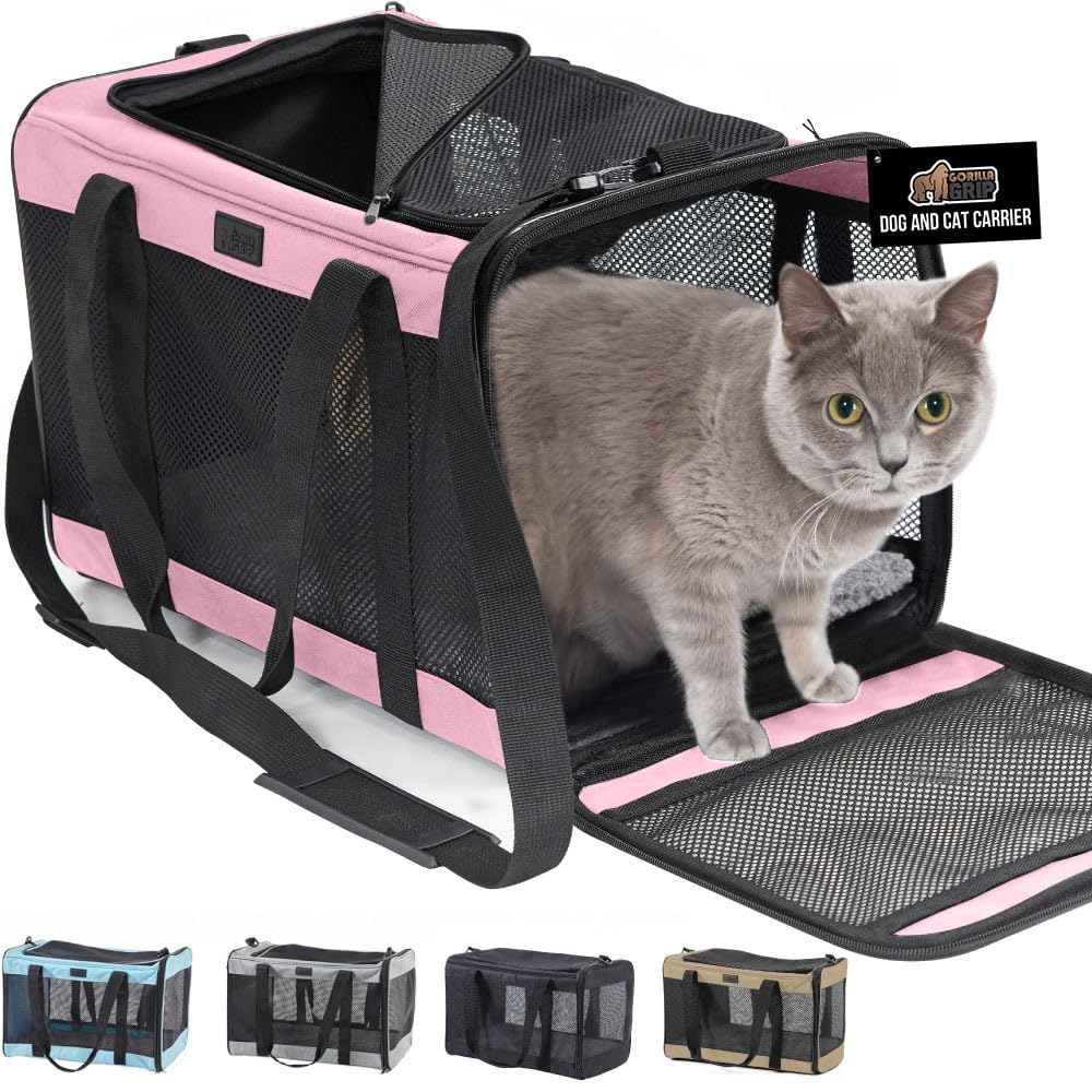 GORILLA GRIP cat carrier with top-entry for easy travel access