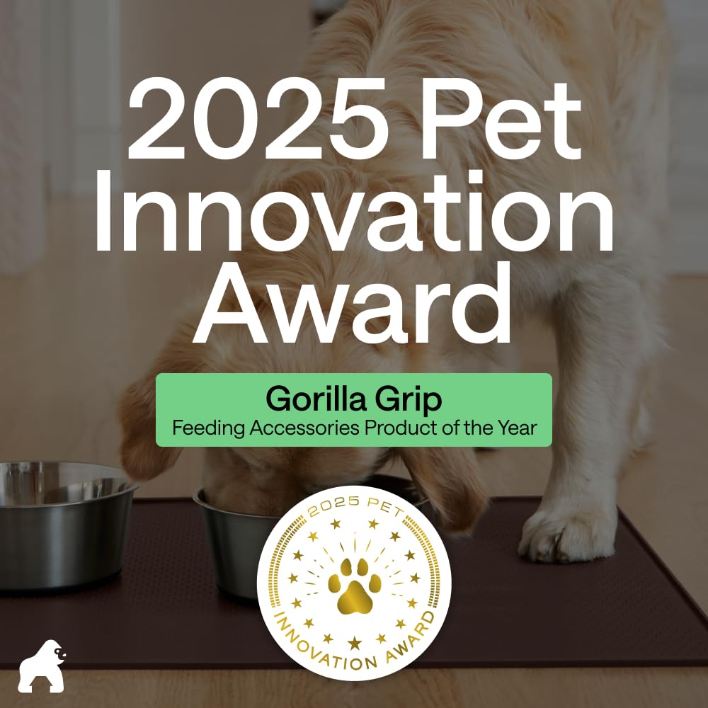 GORILLA GRIP cat fountains under mat to catch spills.