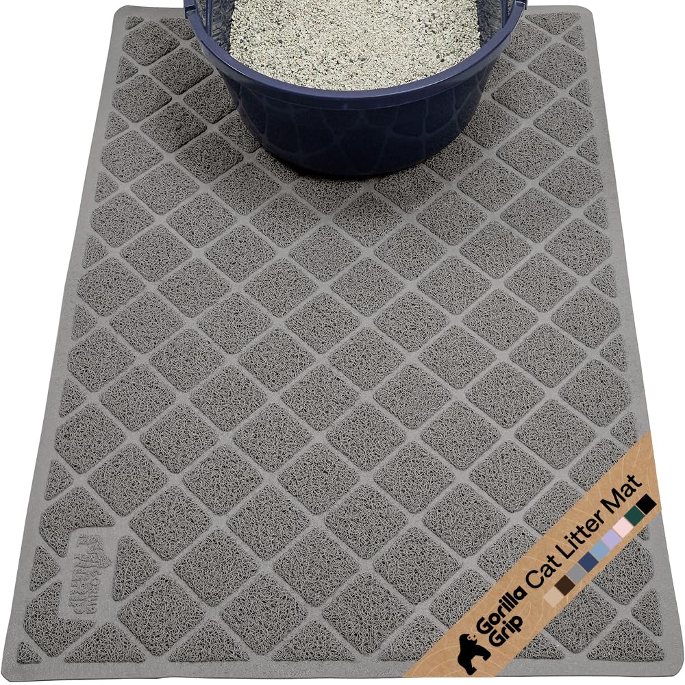 GORILLA GRIP cat litter mat with coil mesh traps litter effectively
