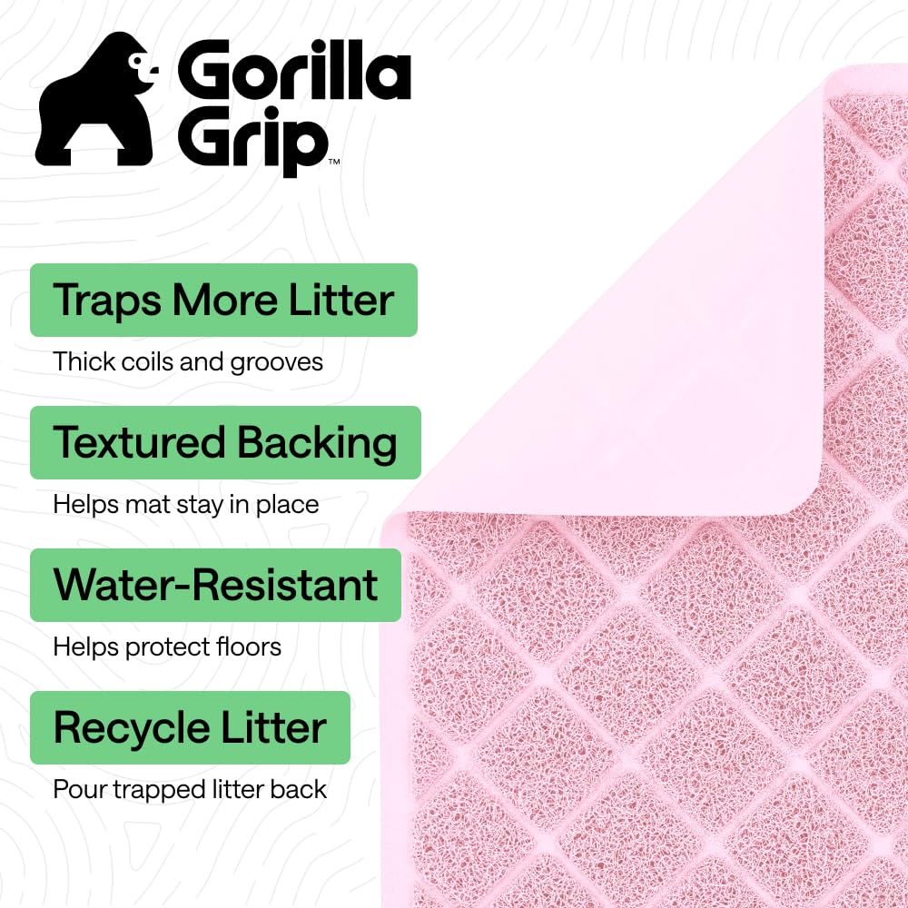 GORILLA GRIP mat shows deep grooves that keep litter contained.