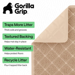 GORILLA GRIP mat features deep grooves that capture stray litter.