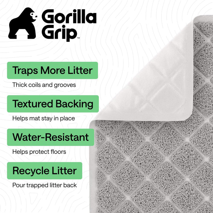 Gorilla Grip Cat Litter Box Mat deep grooves capture litter at the surface.