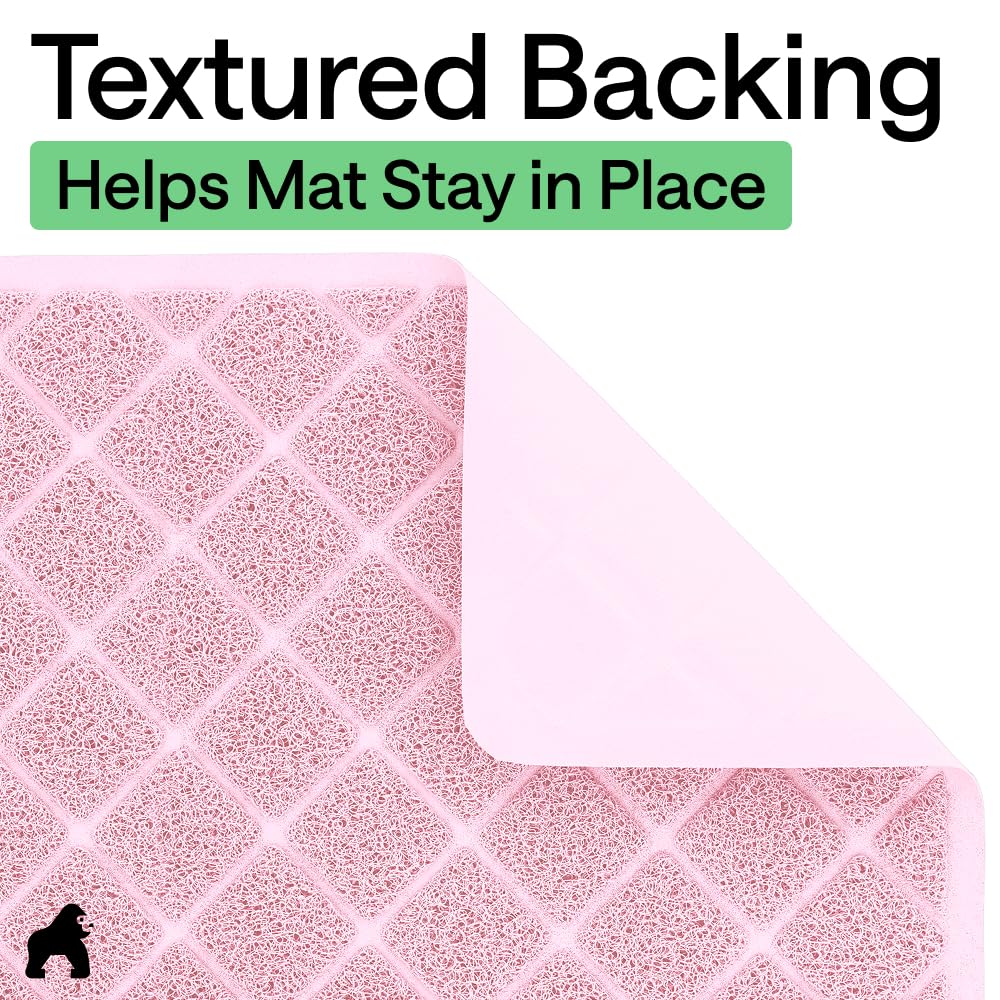 Textured backing helps keep the mat in place